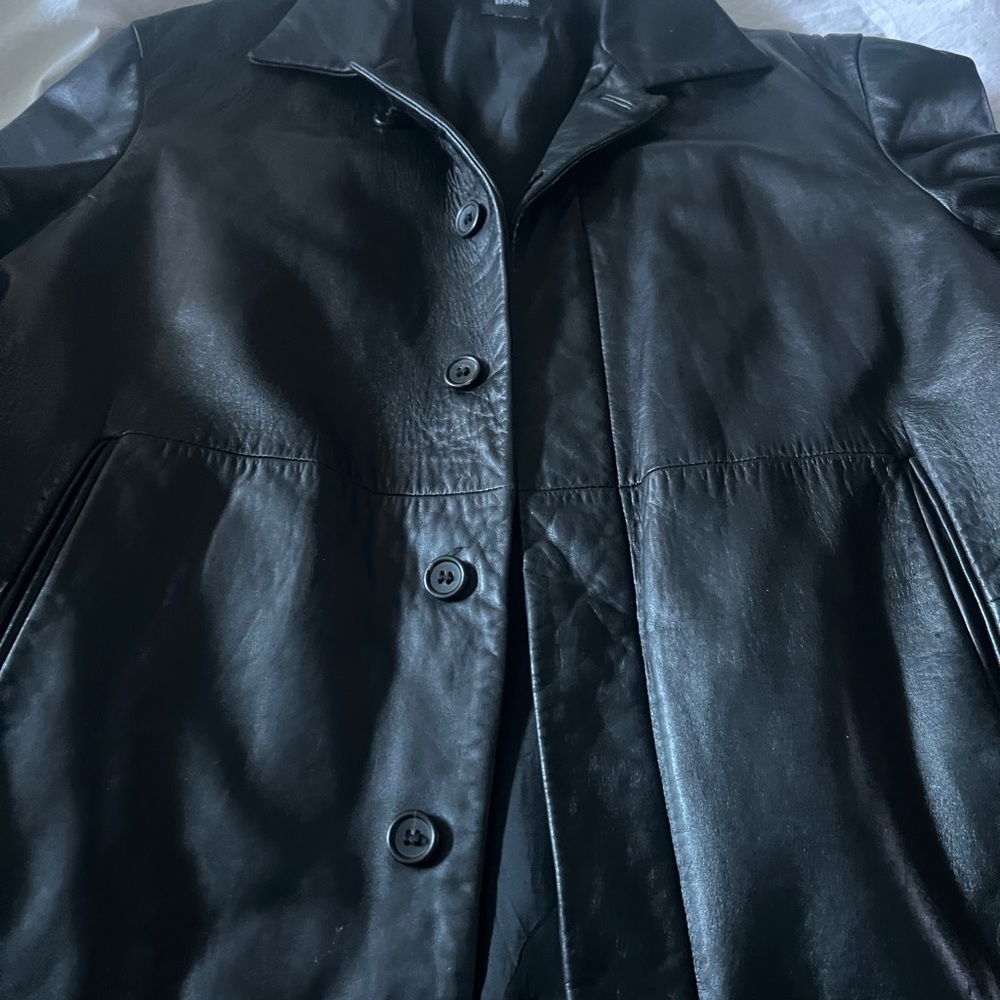 Authentic Hugo Boss Classic Black Leather Jacket